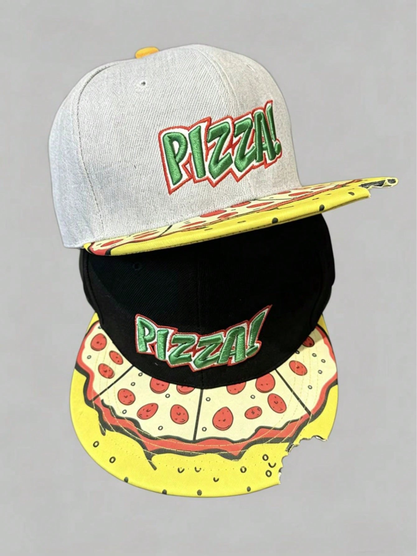 Unisex Pizza Embroidered Bite Mark Baseball Cap
