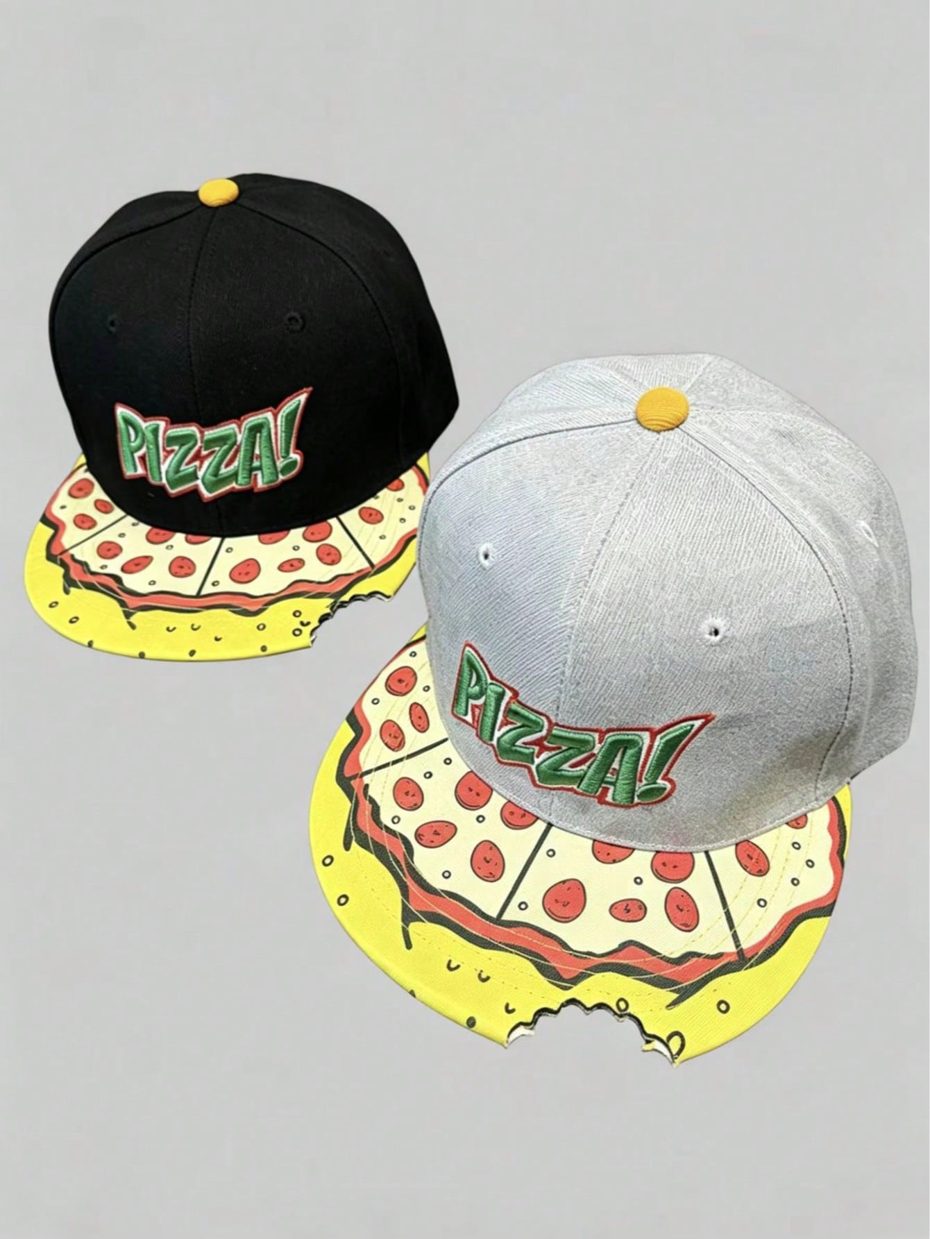 Unisex Pizza Embroidered Bite Mark Baseball Cap