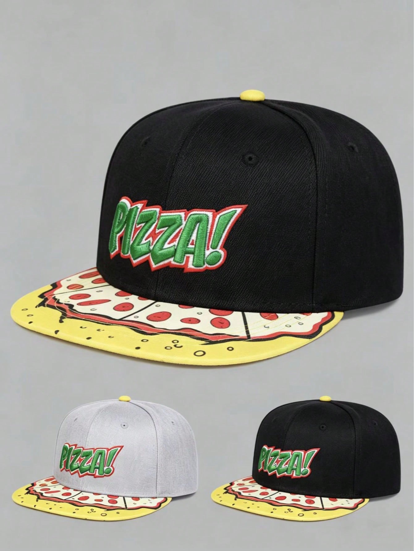 Unisex Pizza Embroidered Bite Mark Baseball Cap