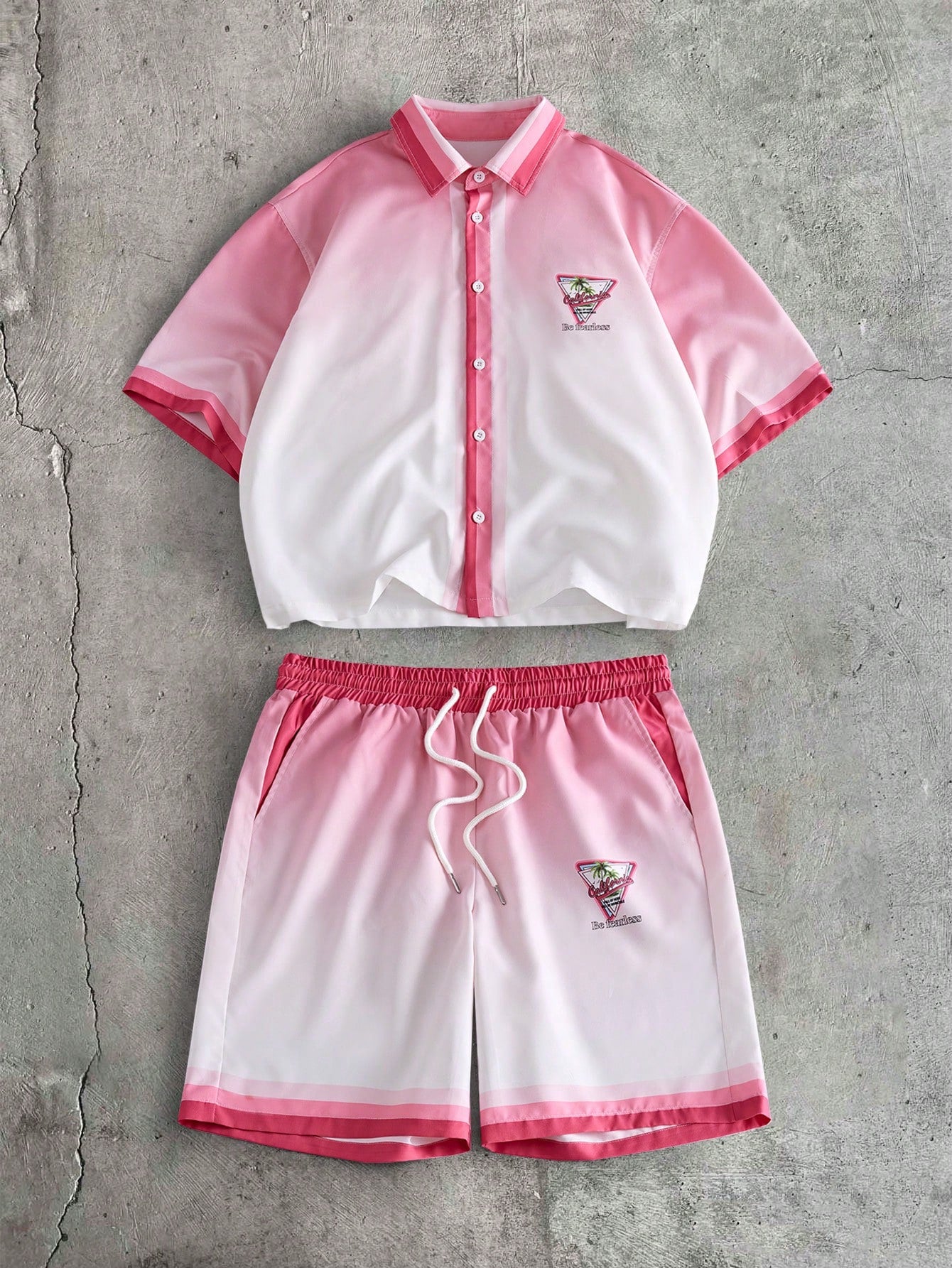 Men's Ombre Polo Shirt and Shorts Set