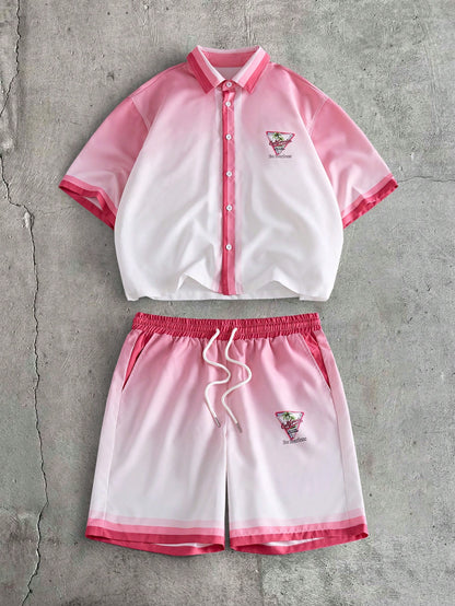 Men's Ombre Polo Shirt and Shorts Set