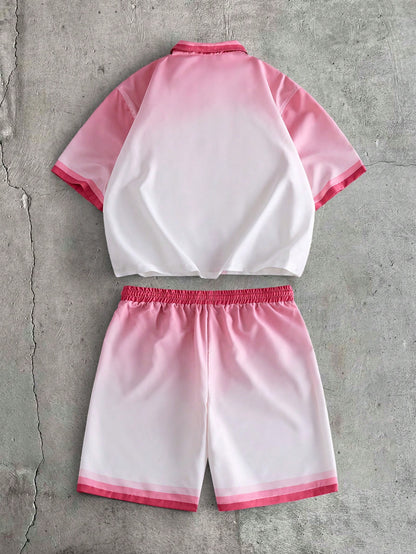 Men's Ombre Polo Shirt and Shorts Set