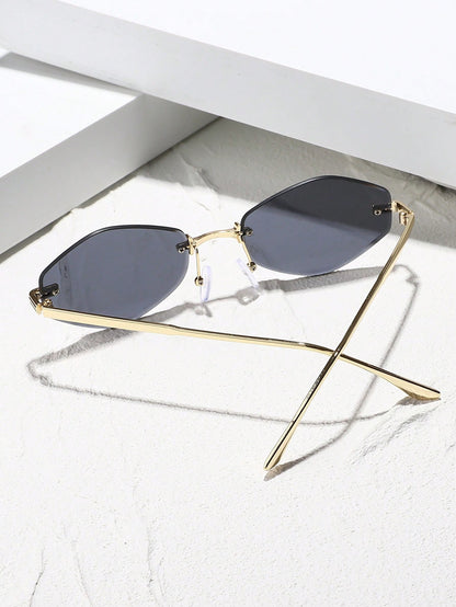 Women Copper Rimless Personalized Fashion Glasses