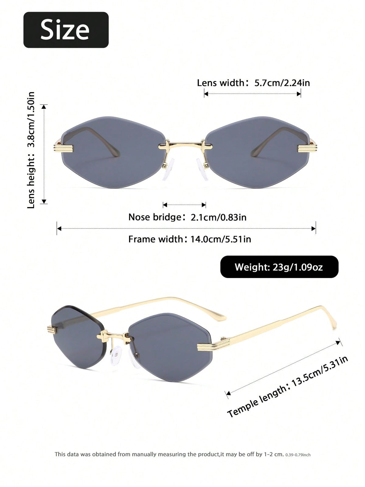 Women Copper Rimless Personalized Fashion Glasses