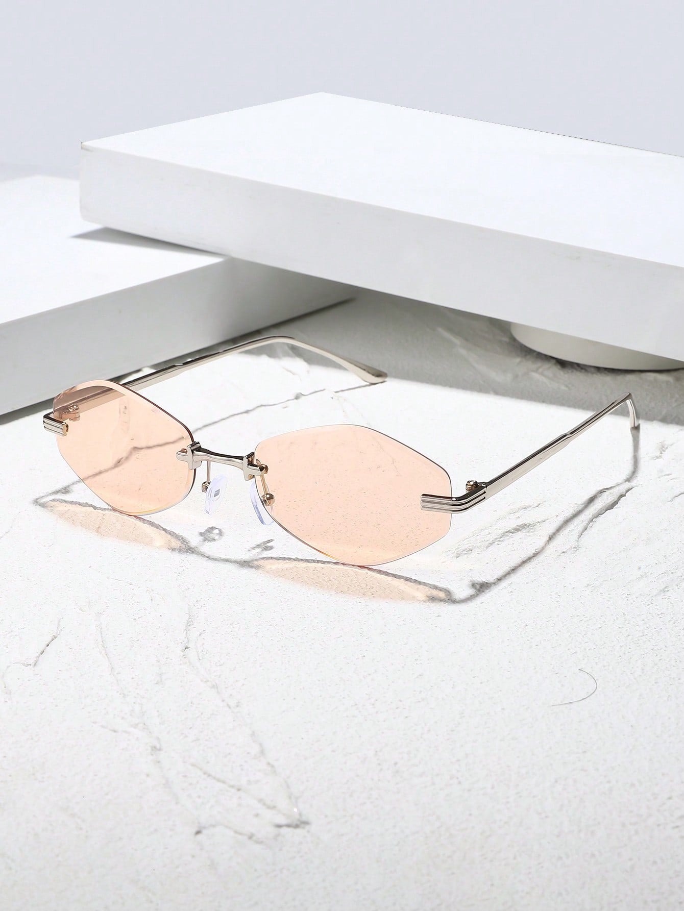 Women Copper Rimless Personalized Fashion Glasses