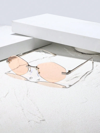 Women Copper Rimless Personalized Fashion Glasses