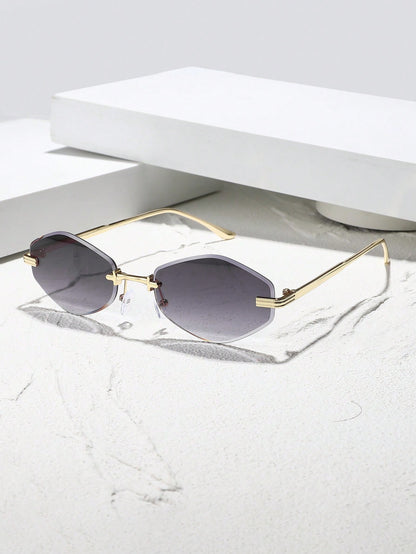 Women Copper Rimless Personalized Fashion Glasses