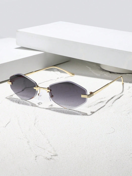 Women Copper Rimless Personalized Fashion Glasses