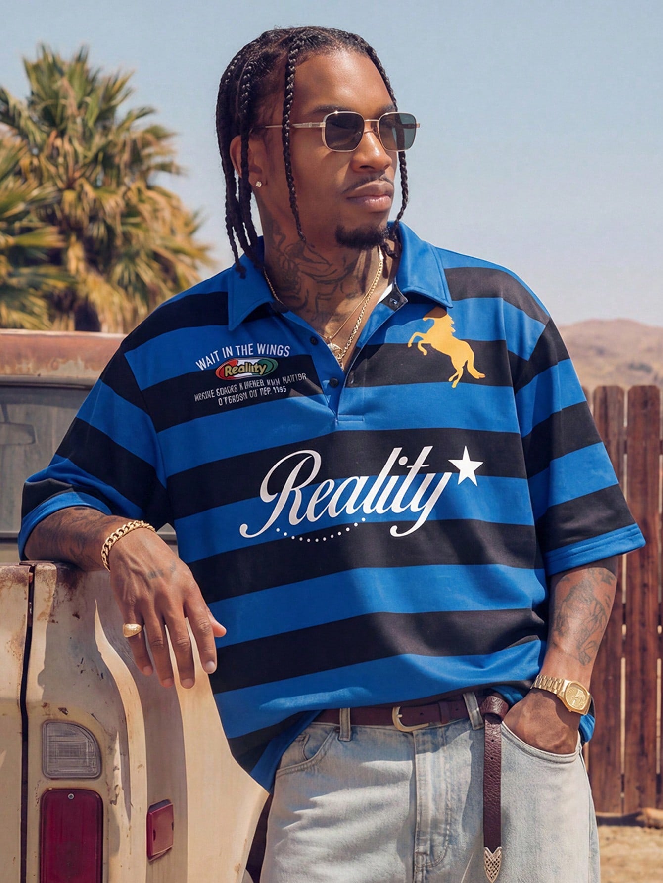 Men's Striped Short Sleeve Polo Shirt