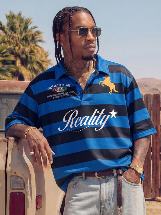 Men's Striped Short Sleeve Polo Shirt