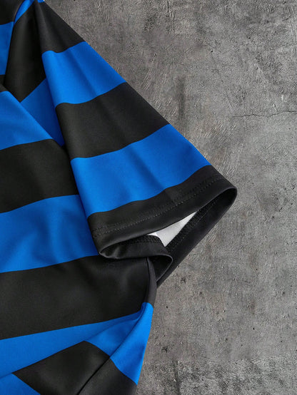 Men's Striped Short Sleeve Polo Shirt