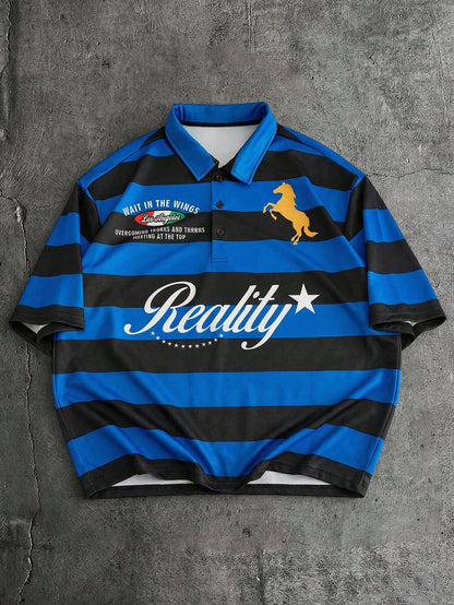 Men's Striped Short Sleeve Polo Shirt