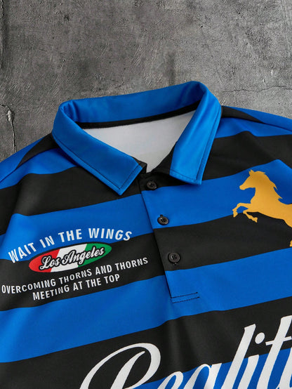 Men's Striped Short Sleeve Polo Shirt