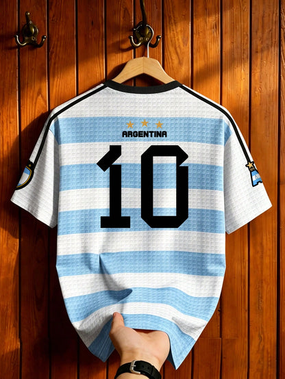 Men Retro Argentine Striped Football Jersey