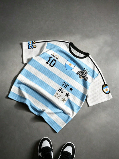 Men Retro Argentine Striped Football Jersey