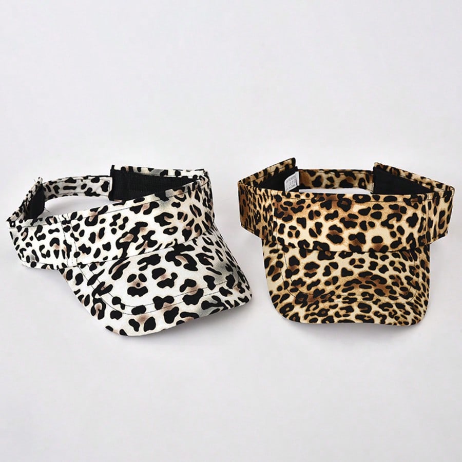 Leopard Print Adjustable Women Sun Visor Hat