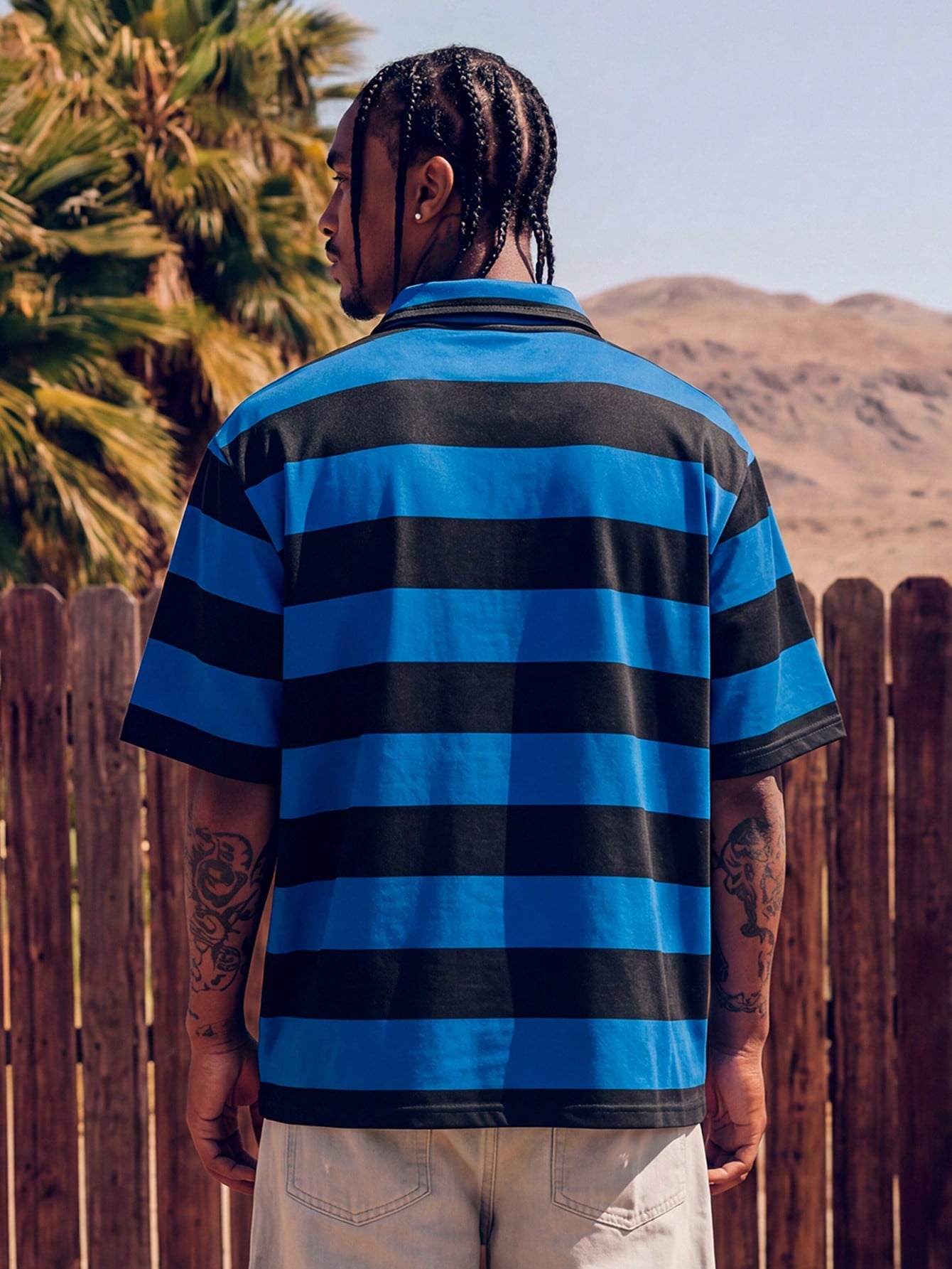 Men's Striped Short Sleeve Polo Shirt