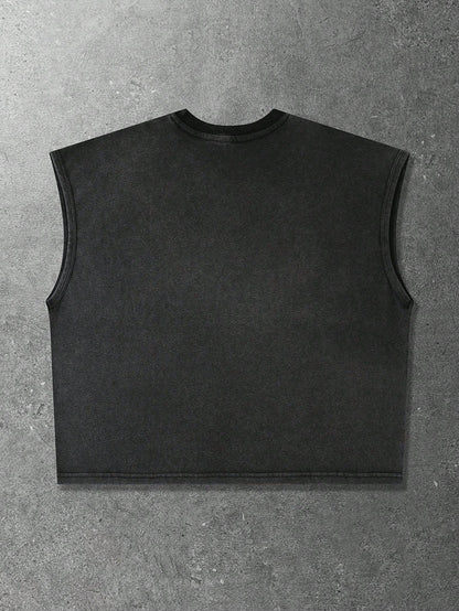Men's Grunge Punk Distressed Print Crop Tank Top