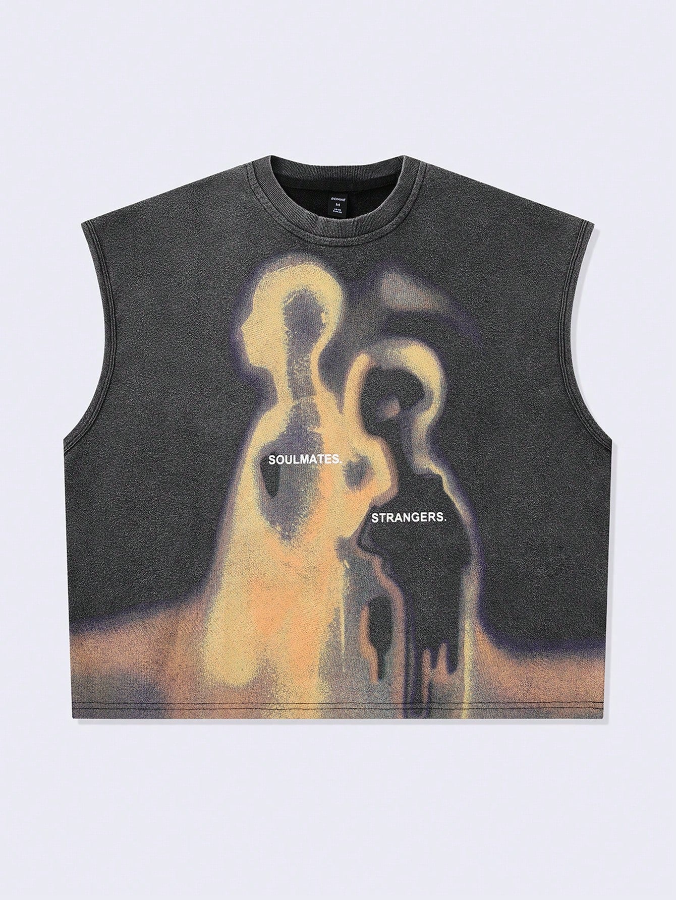 Men Vintage Washed Graphic Crop Tank Top