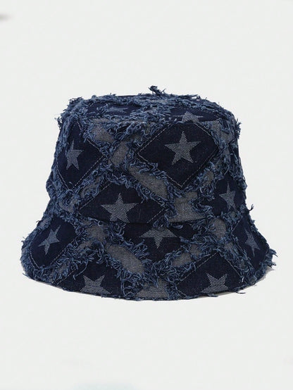 Women Vintage Distressed Denim Sun Bucket Hat