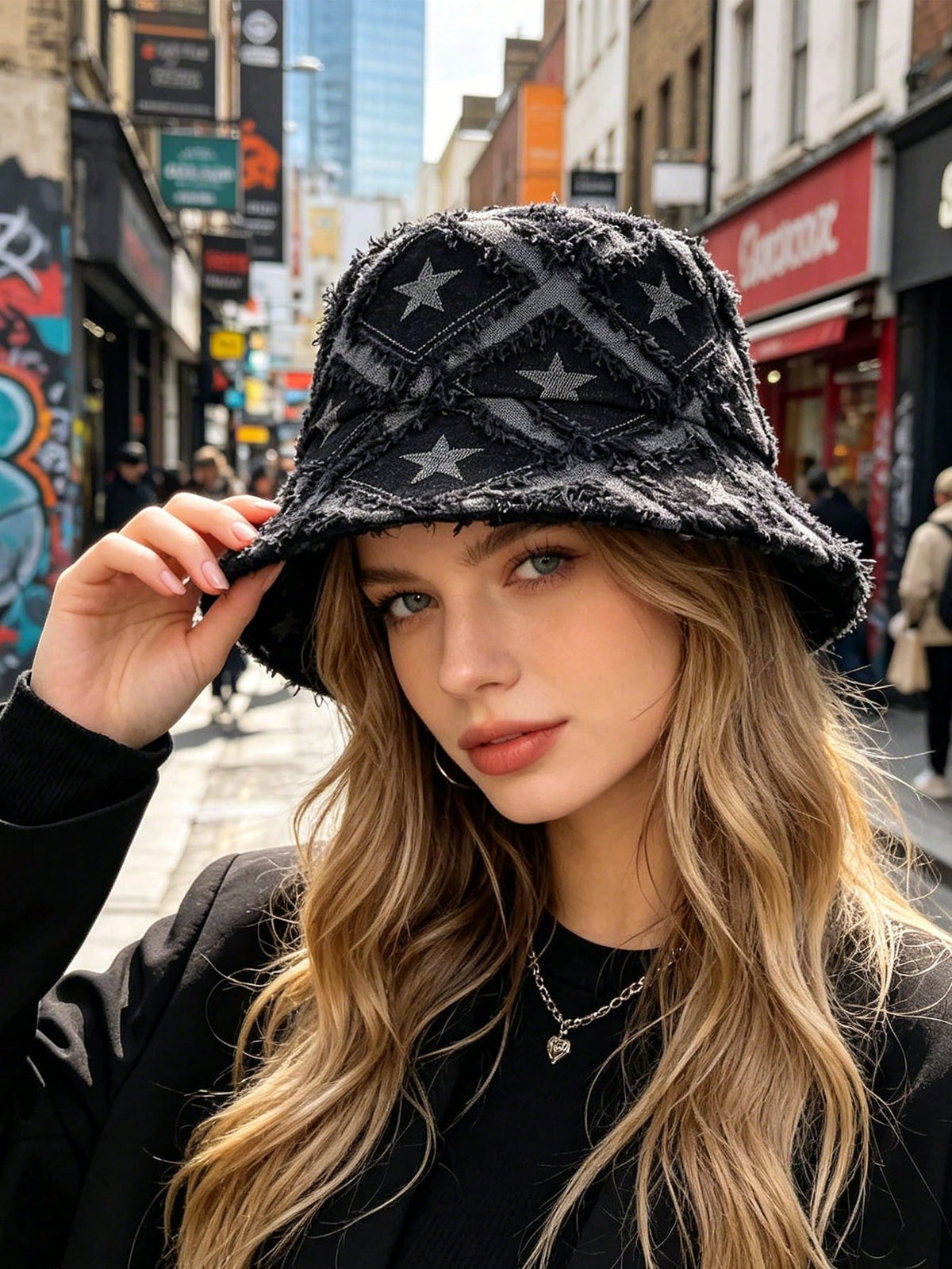 Women Vintage Distressed Denim Sun Bucket Hat