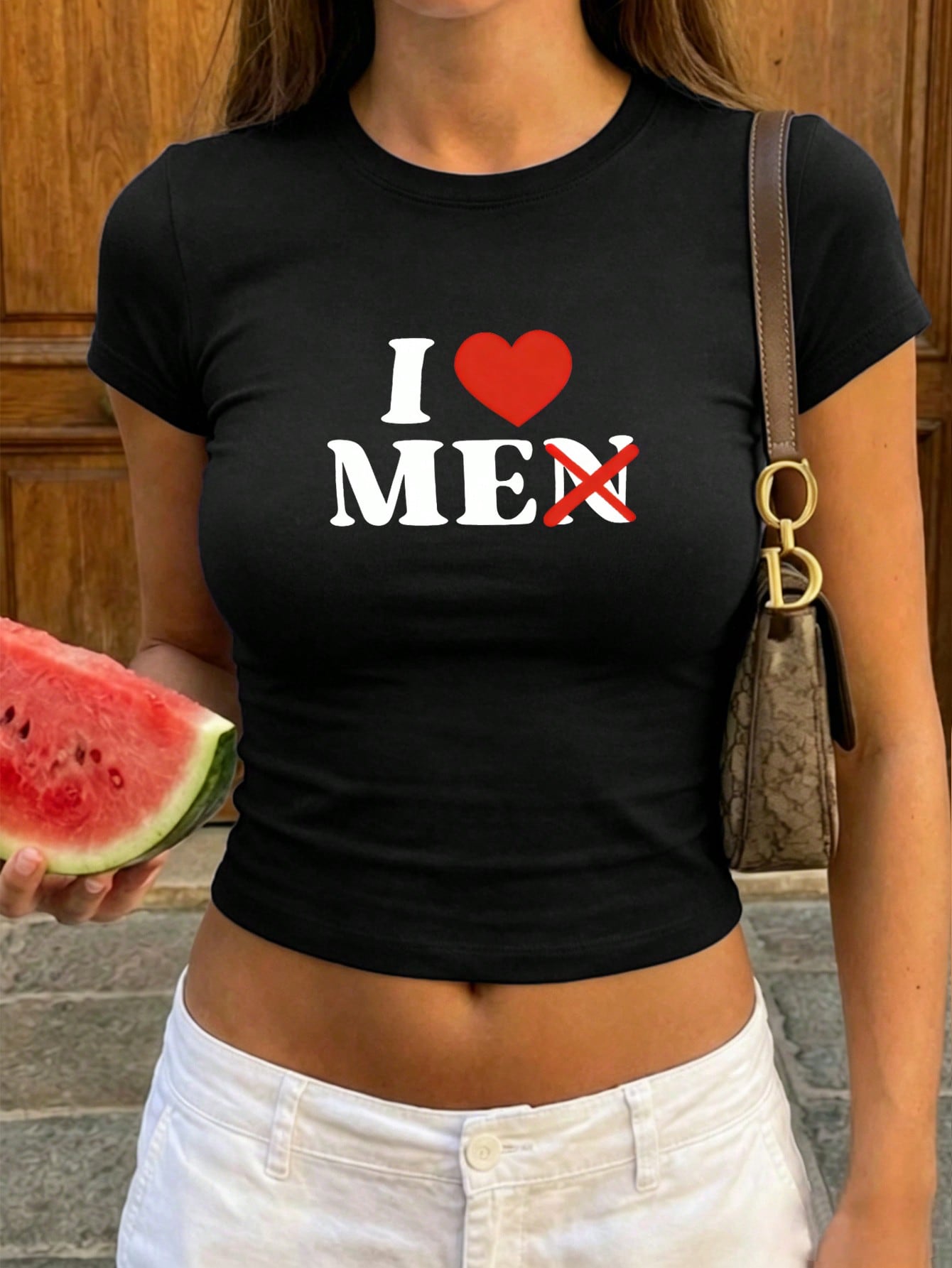 Women’s Slim Fit Heart Graphic Crop T-Shirt