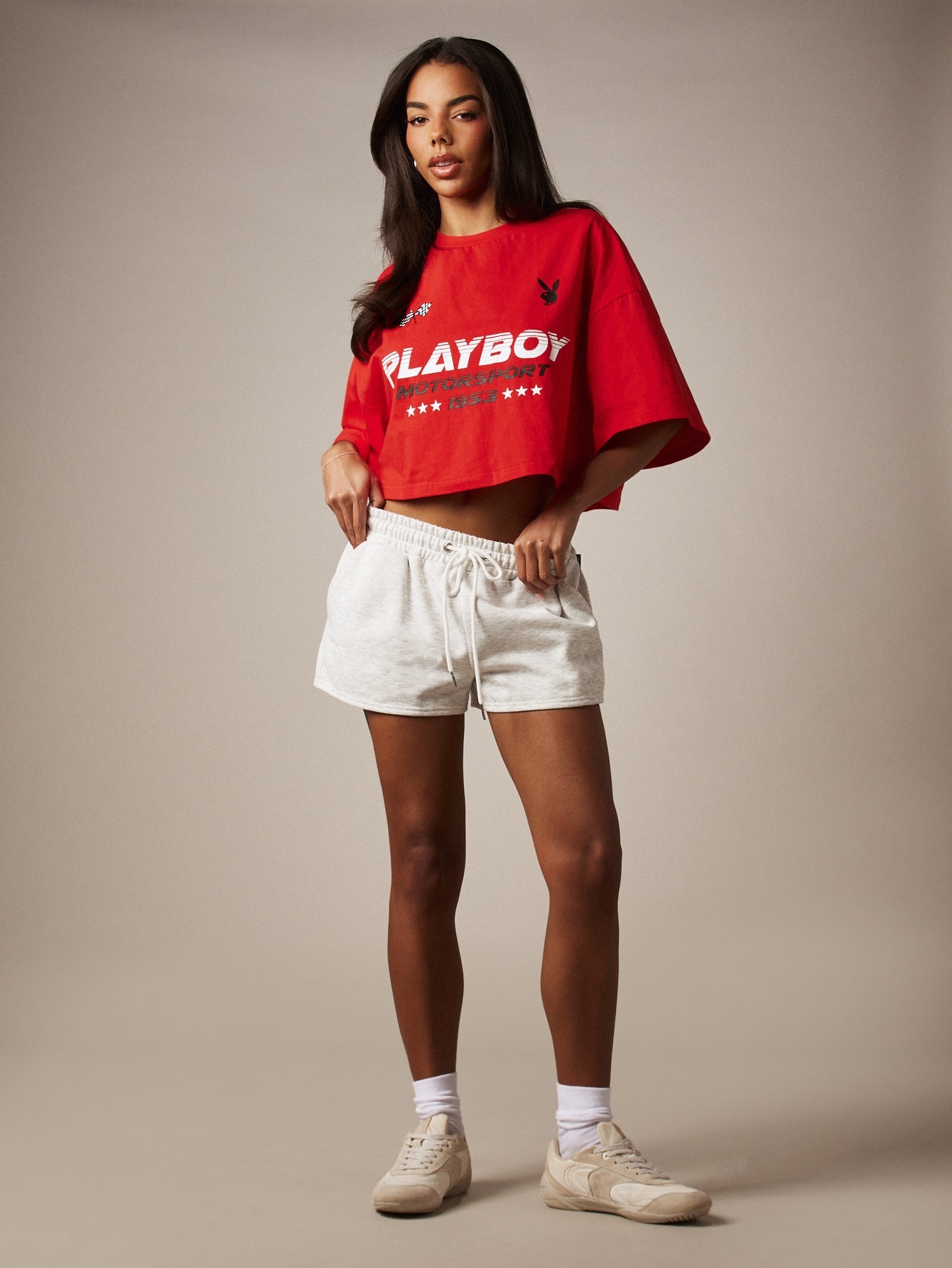 Playboy Motorsport Graphic Oversized Crop Top