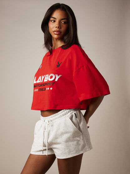 Playboy Motorsport Graphic Oversized Crop Top