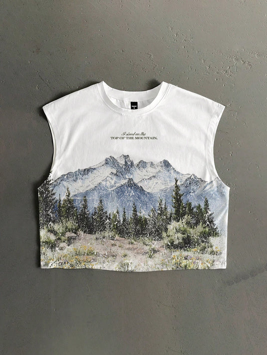 Retro American Landscape Cropped Tank Top
