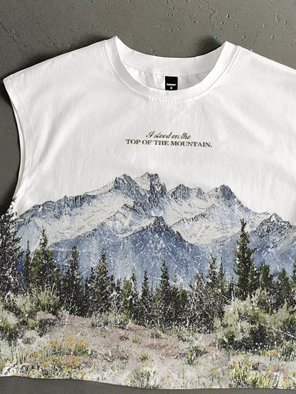 Retro American Landscape Cropped Tank Top
