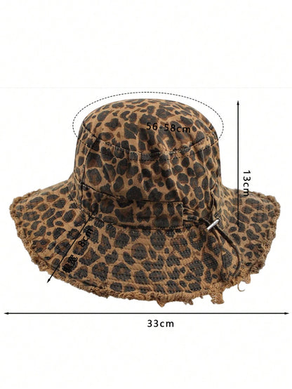 Retro Unisex Leopard Wide Brim Sun Hat
