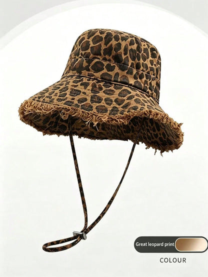 Retro Unisex Leopard Wide Brim Sun Hat