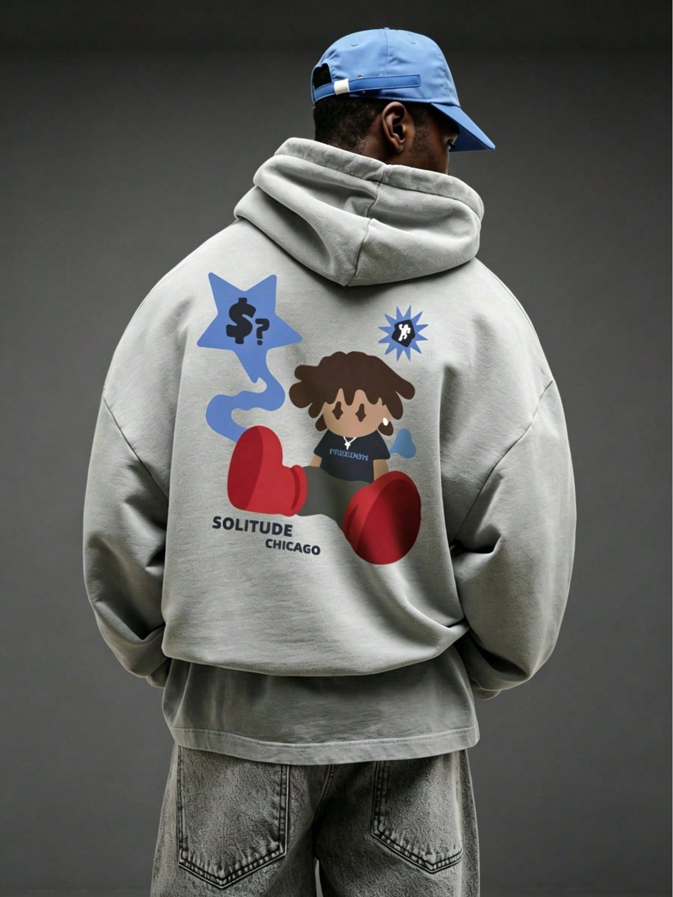 Men Slogan Cartoon Graphic Hoodie