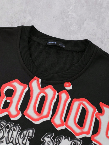 Men's Printed Long Sleeve Gothic Y2K Tee