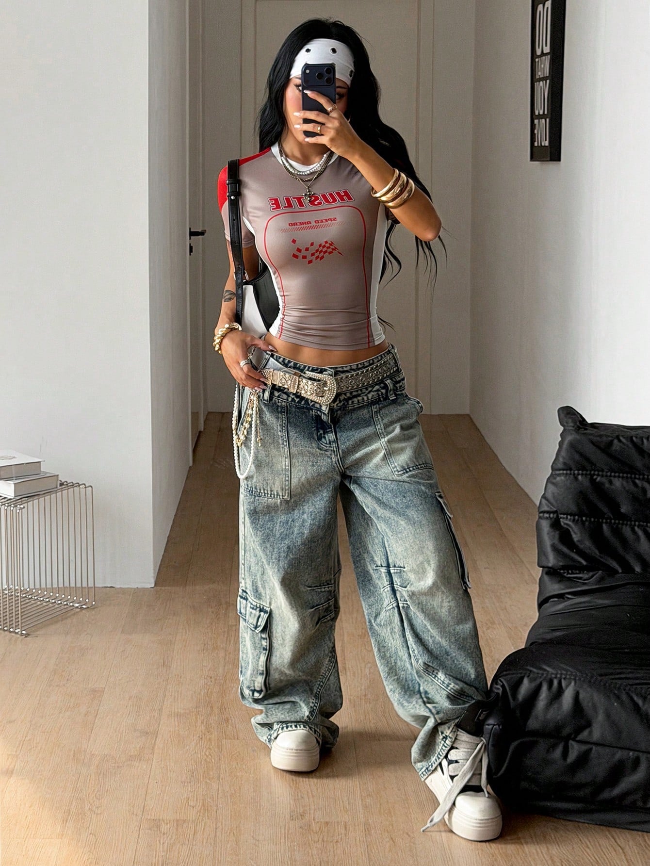 Y2K Vintage White Graphic Festival Crop Top