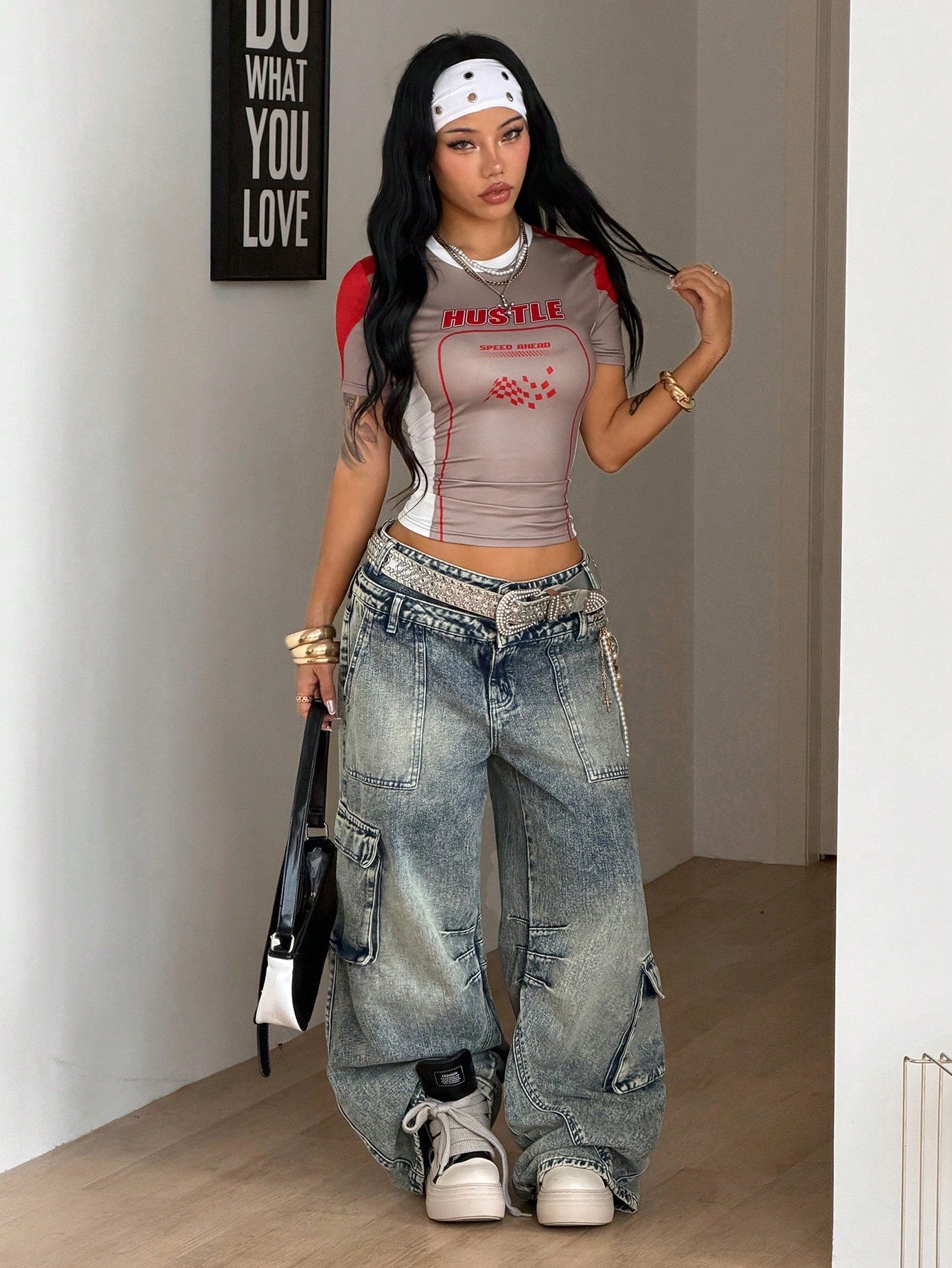 Y2K Vintage White Graphic Festival Crop Top