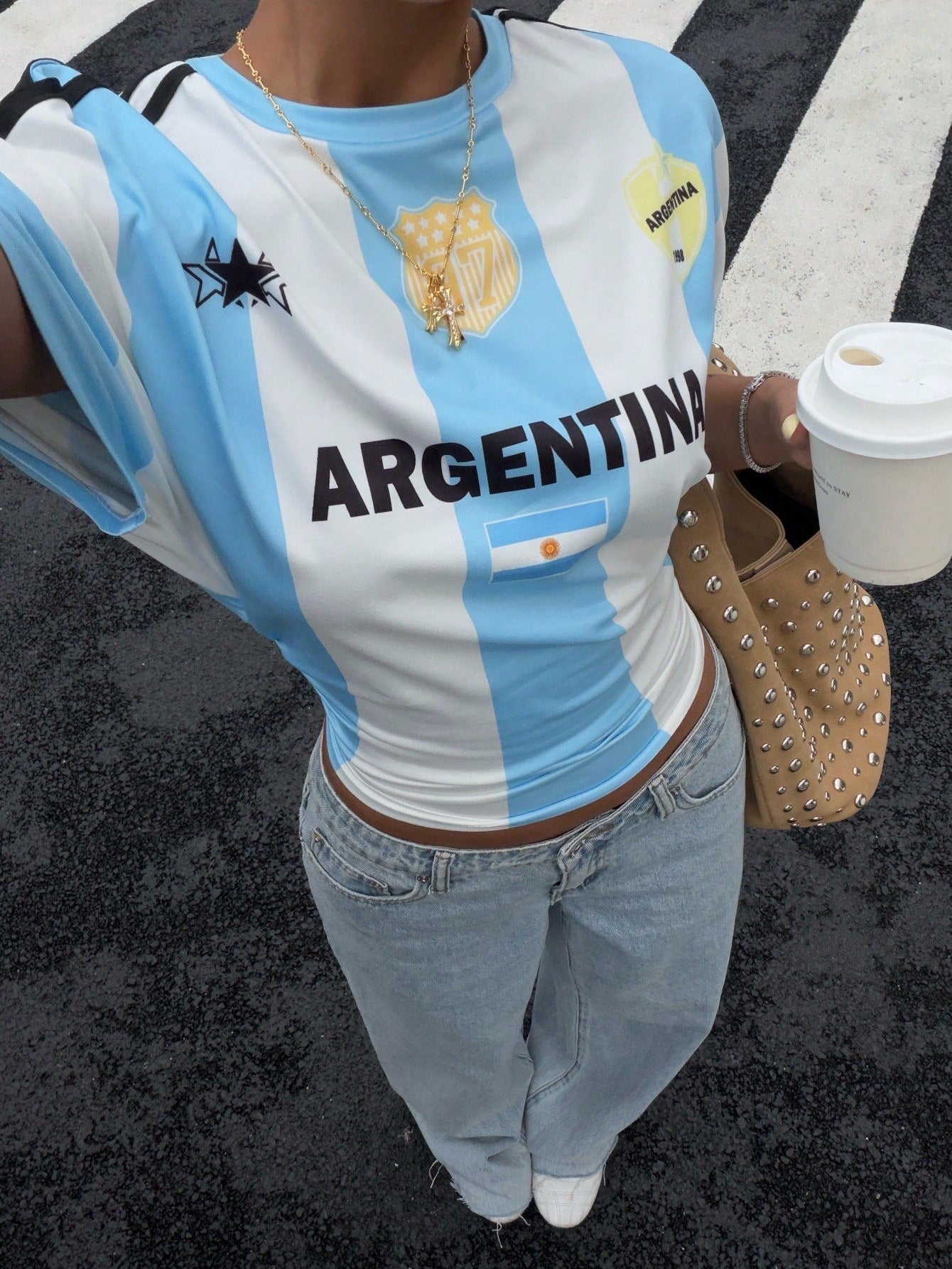 Argentina Women's Cropped Soccer Jersey Top