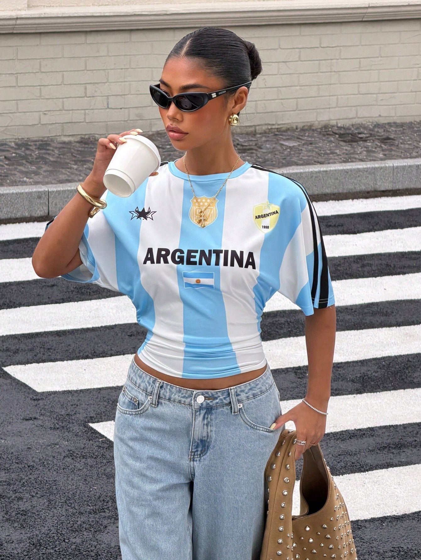 Argentina Women's Cropped Soccer Jersey Top