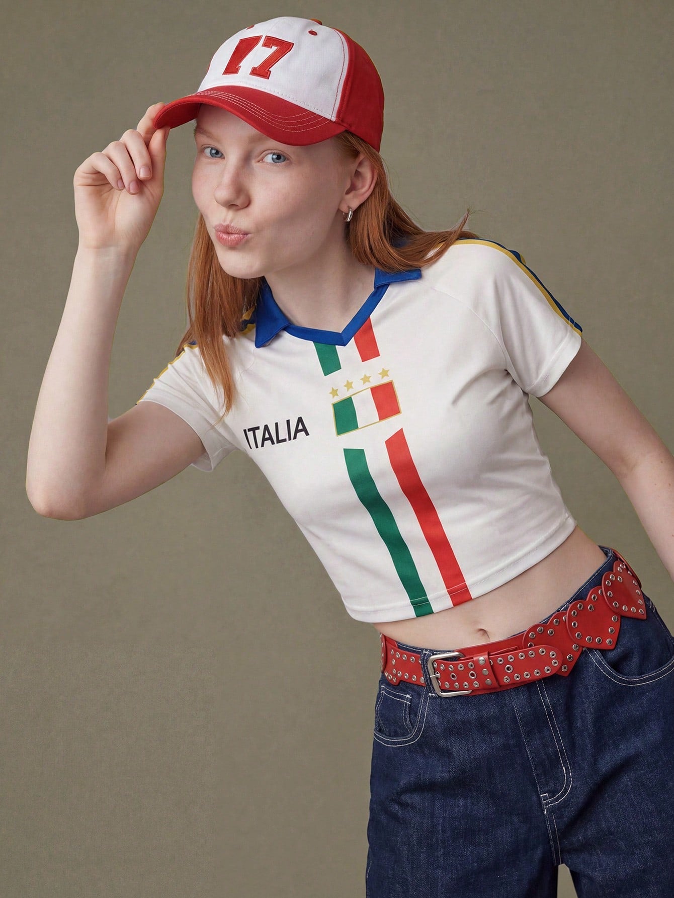 Retro Italy Cropped Soccer Jersey Women Tee