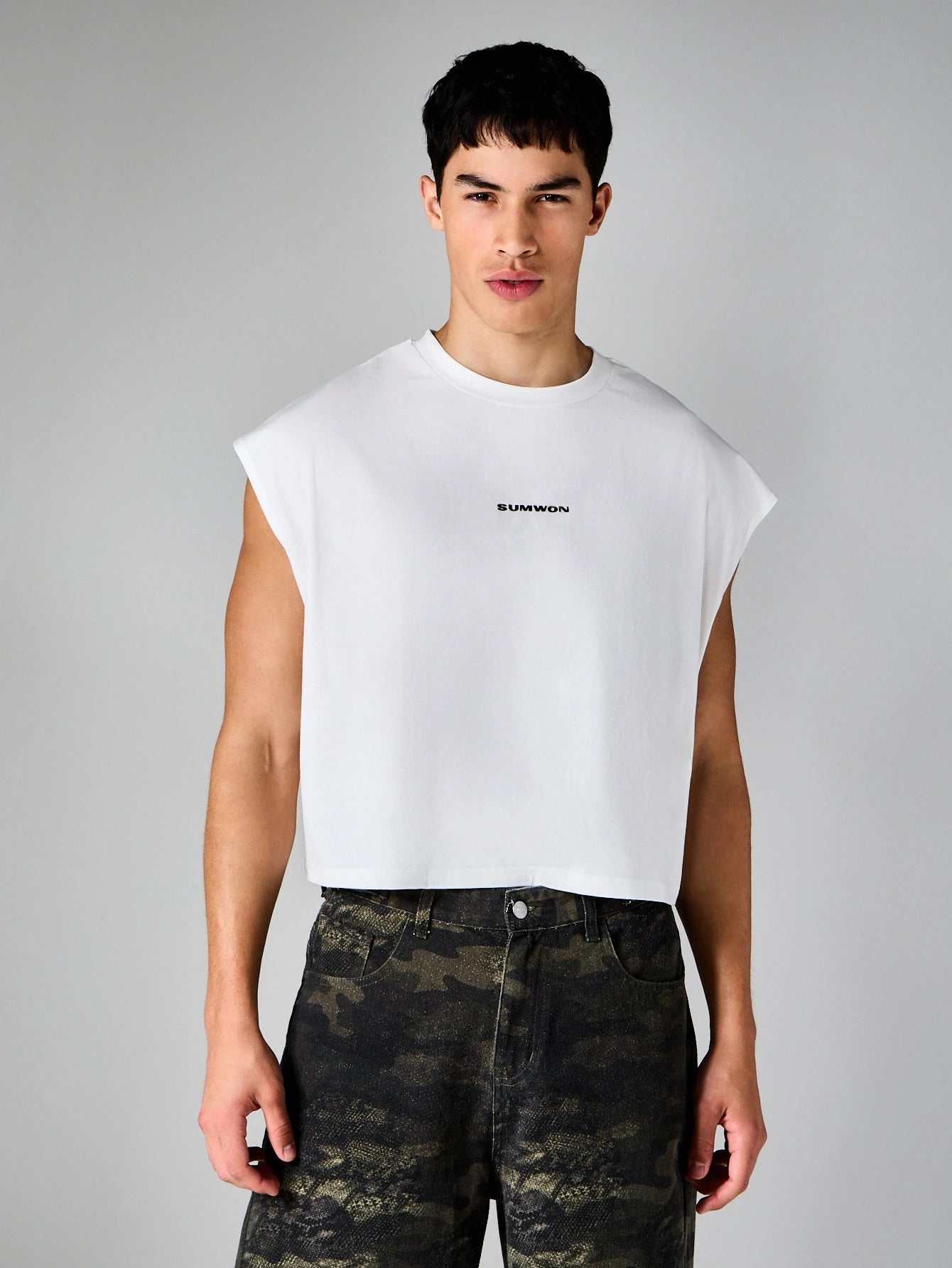 Men's Graphic Sleeveless Crop Tank Top