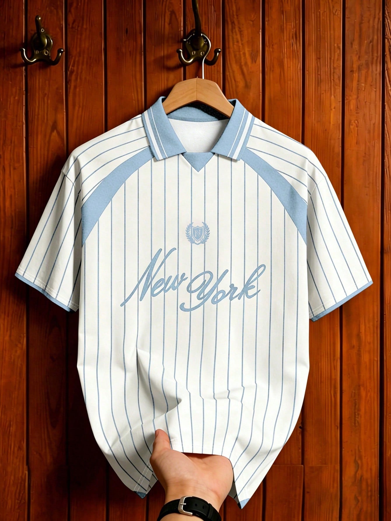 Retro Striped Baseball Polo Shirt