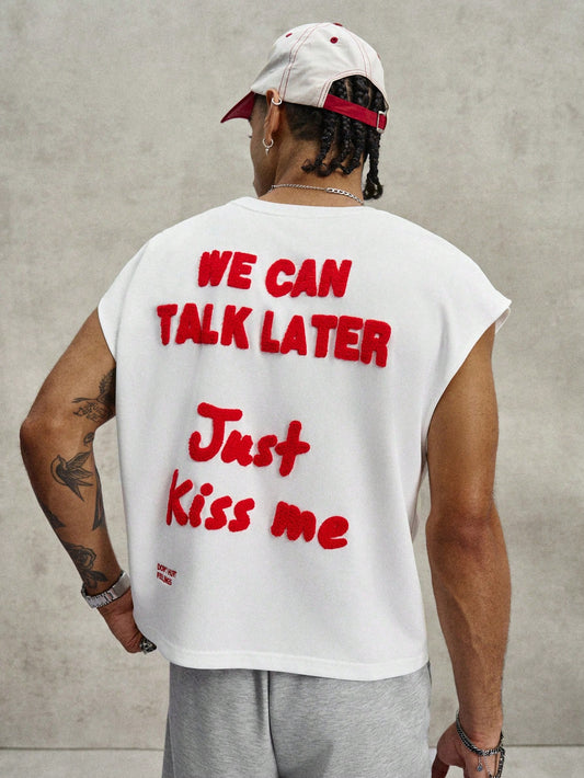 Men's Contrast Letter Print Sleeveless Tank Top