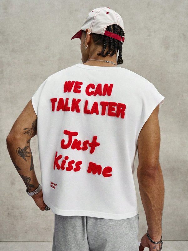 Men's Contrast Letter Print Sleeveless Tank Top