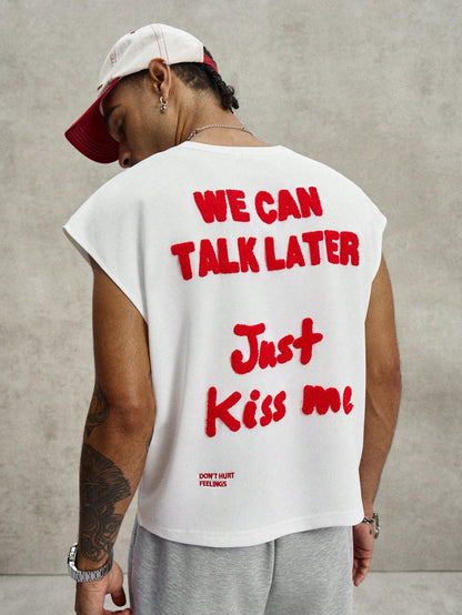 Men's Contrast Letter Print Sleeveless Tank Top