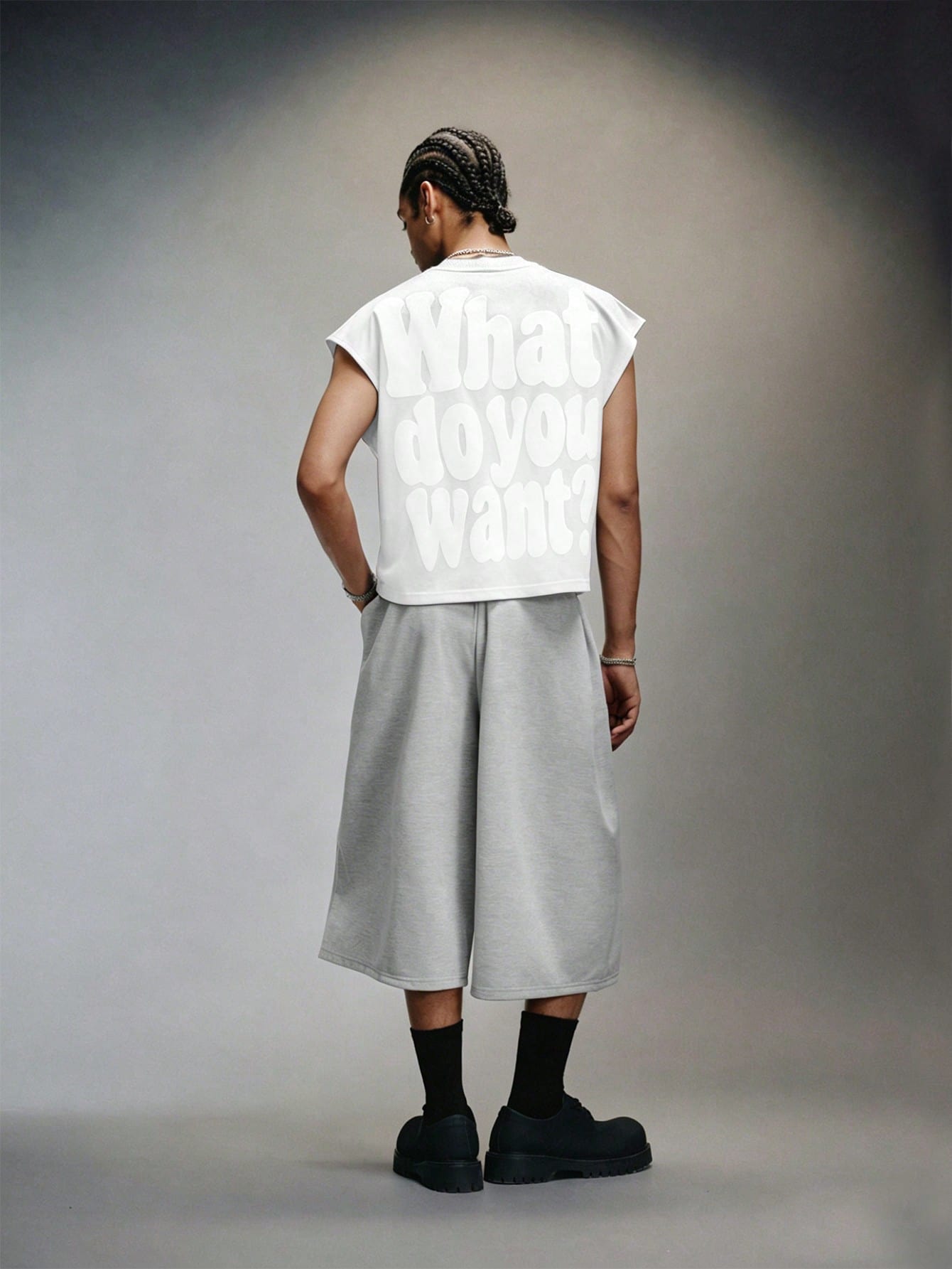Men's Letter Embossed Loose Tank Top