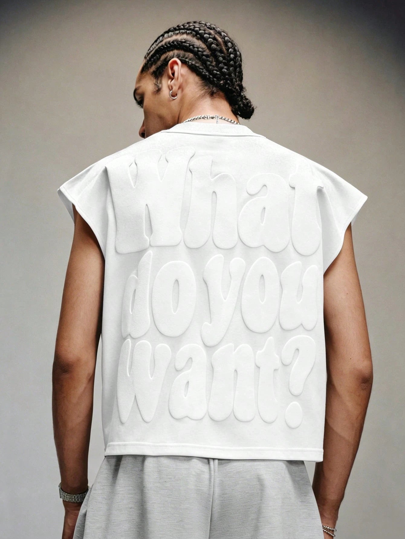 Men's Letter Embossed Loose Tank Top