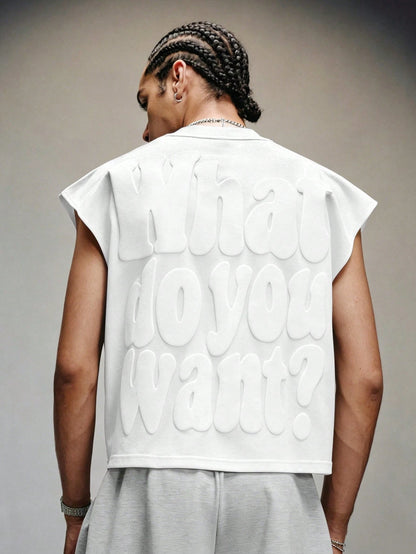Men's Letter Embossed Loose Tank Top