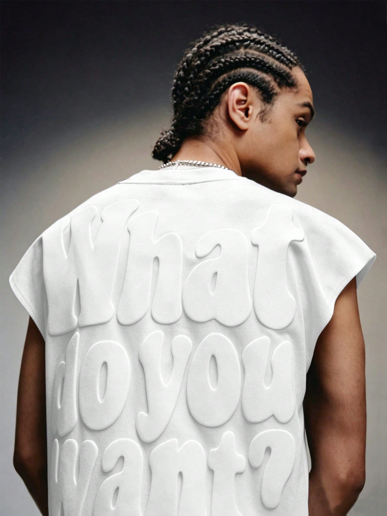 Men's Letter Embossed Loose Tank Top