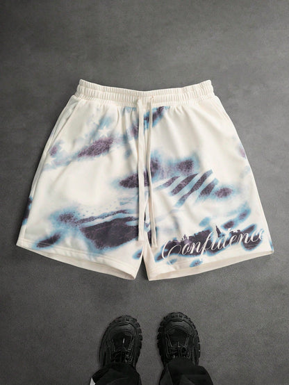 Men's Zebra Print Drawstring Summer Beach Shorts