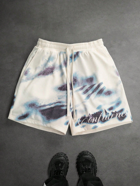 Men's Zebra Print Drawstring Summer Beach Shorts